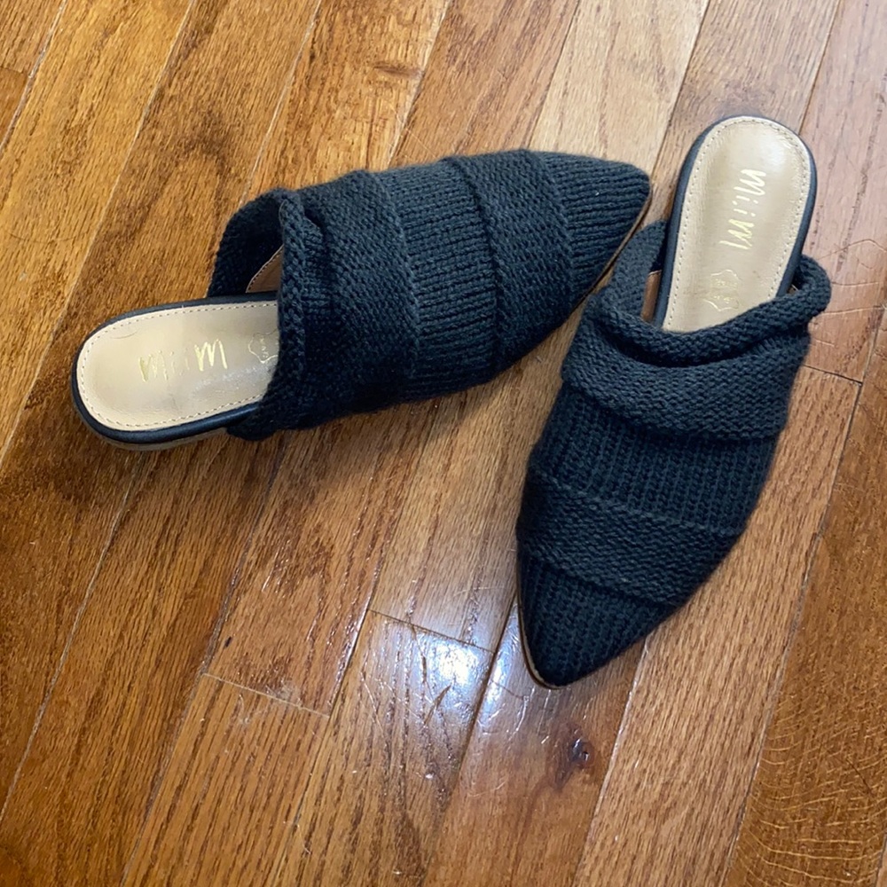 Grey, never been worn, crochet mule slip ons